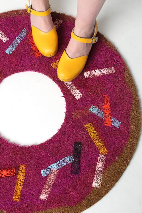 donut rug on floor