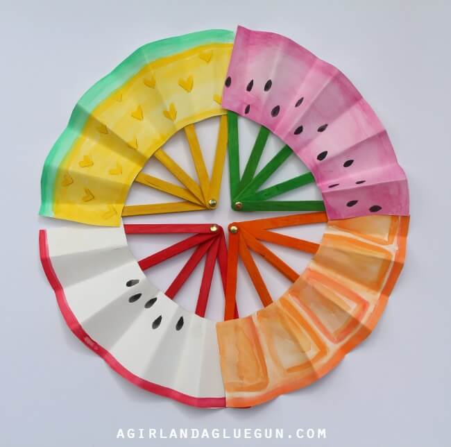 fruit paper fans kid craft idea