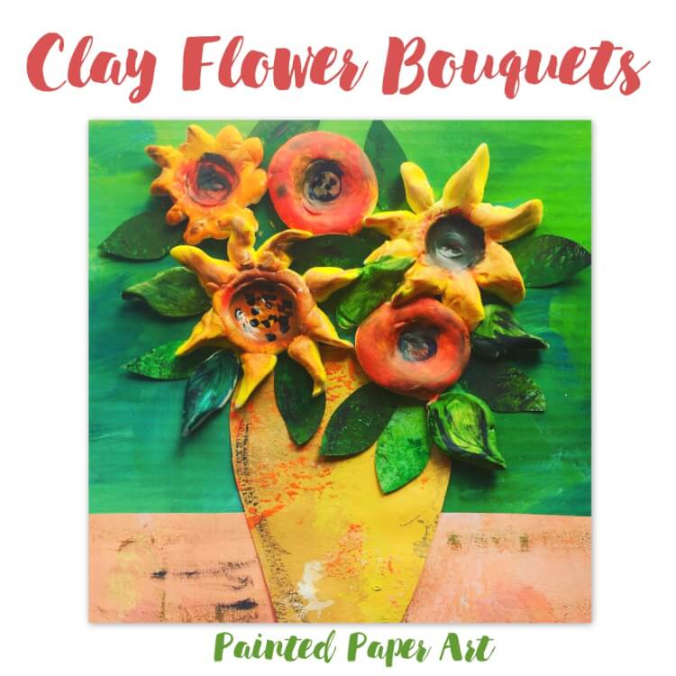 flower bouquet made from clay and painted