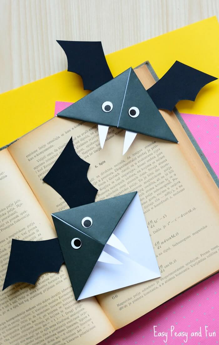 bat corner book mark craft for kids