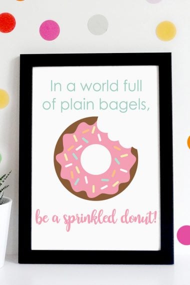 in a world full of plain bagels be a sprinkled donut print sign