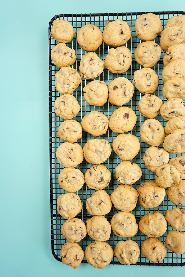 mini cookies on baking sheet 