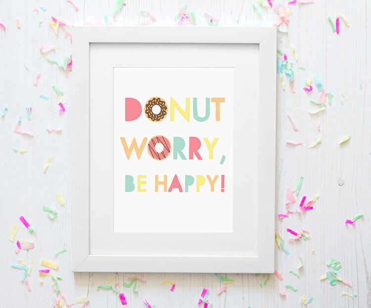 donut worry be happy printable sign