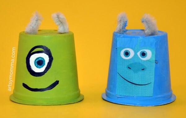 mike and sully faces on recycled k cups