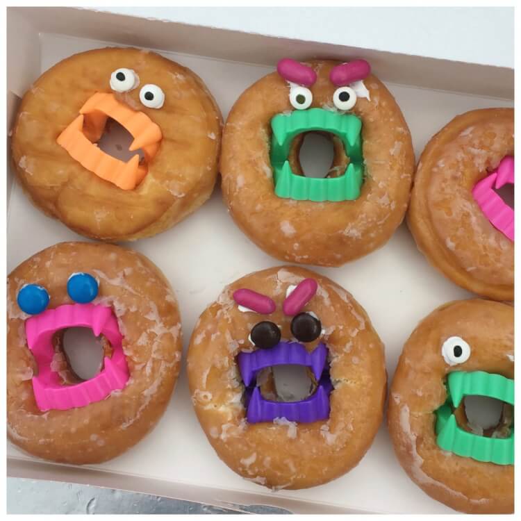 monster faces on donuts