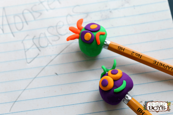 monster face erasers on pencils