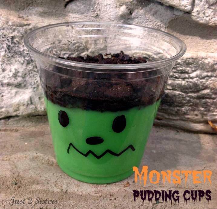 cute monster pudding cups