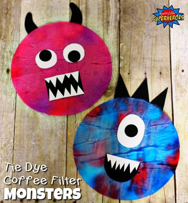 tie dye coffee filter monsters