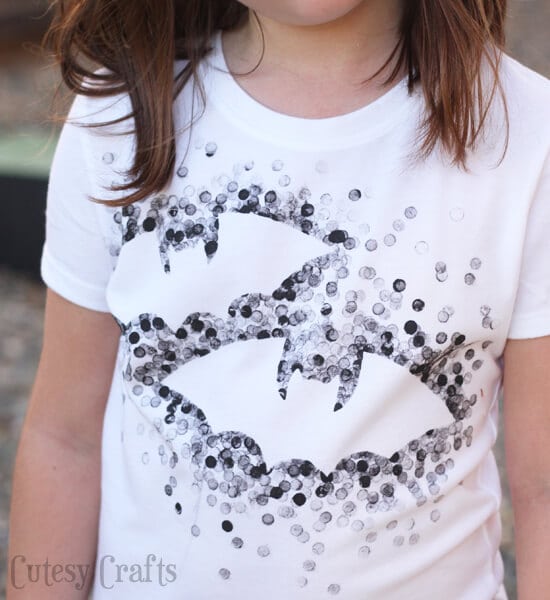 diy halloween bat t shirt worn by girl