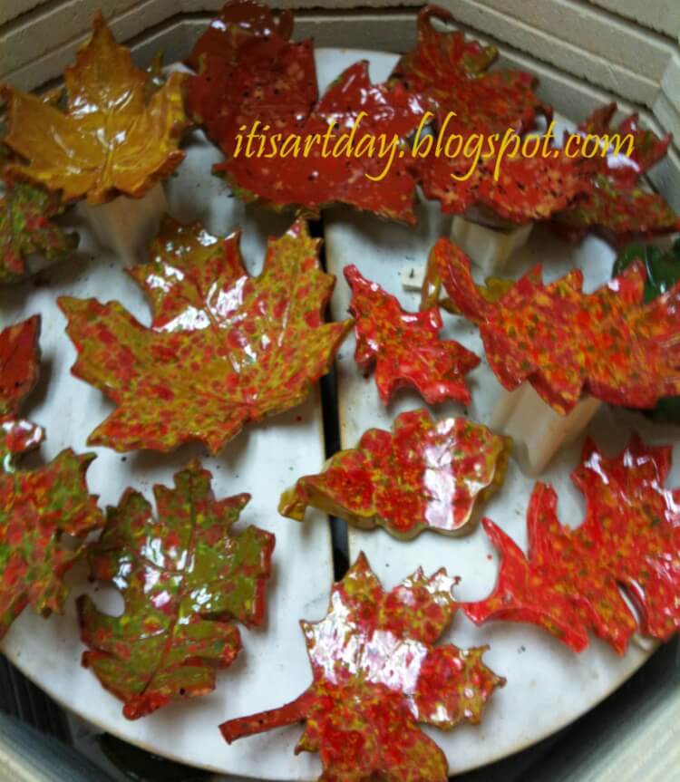 clay leaves on plate