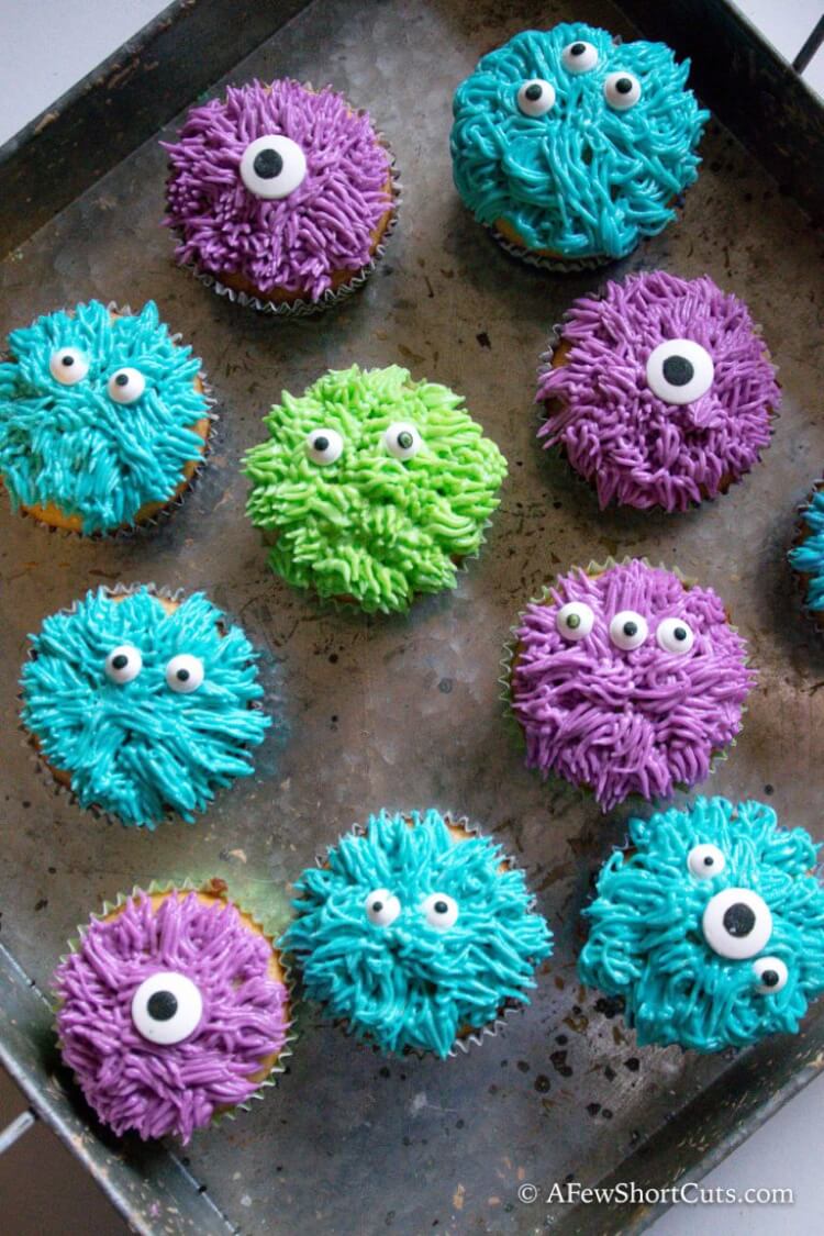 cute colored monster cupcakes