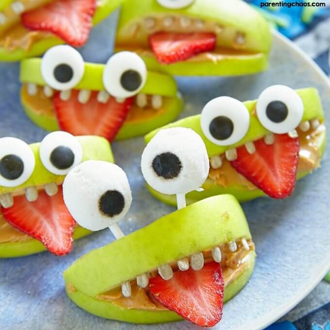 monster face apple treat for kids