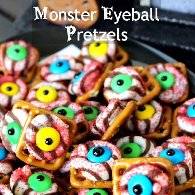 monster eyeball pretzel snack