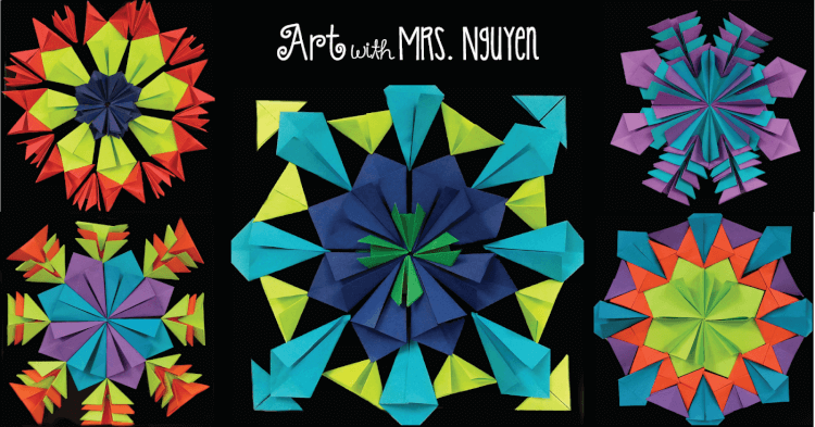 art projects made from radial paper on black background