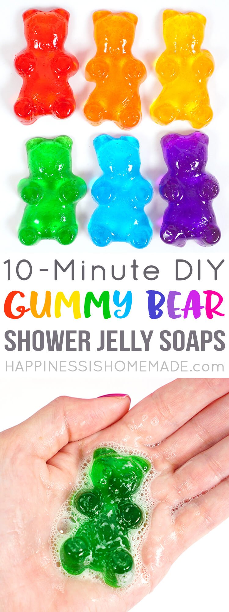 10 minute DIY gummy bear shower jelly soaps