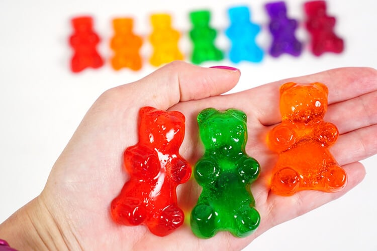 hand holding up shower gummies