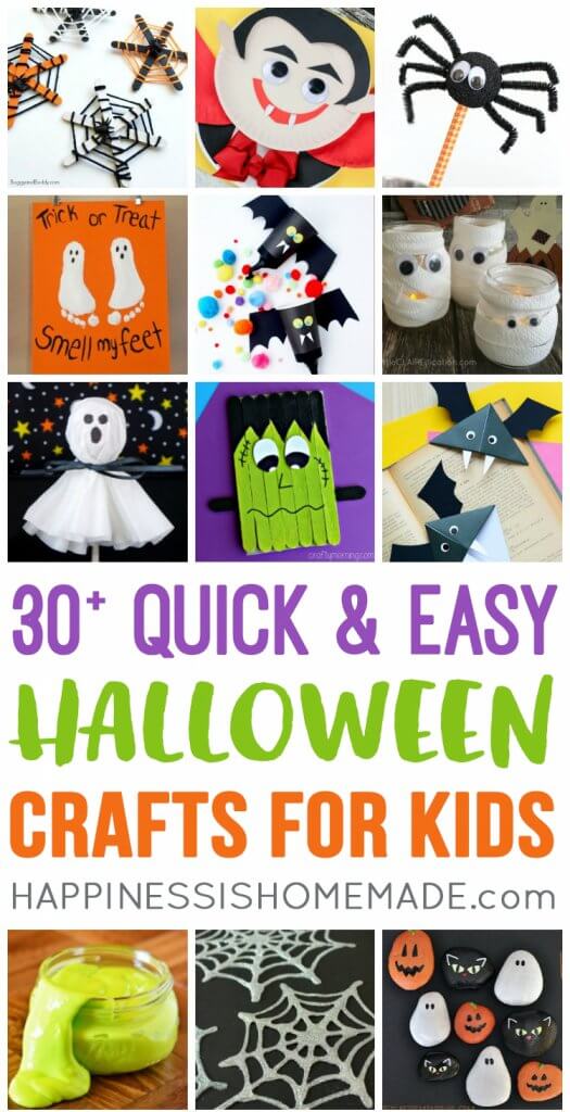 These quick and easy Halloween kids crafts can be made in under 30 minutes using items that you have around the house! No special tools or skills required!