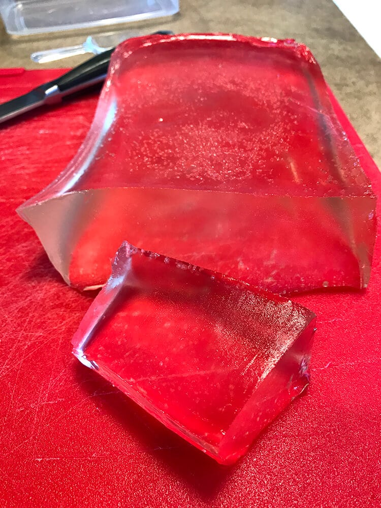 slicing jelly soap base 