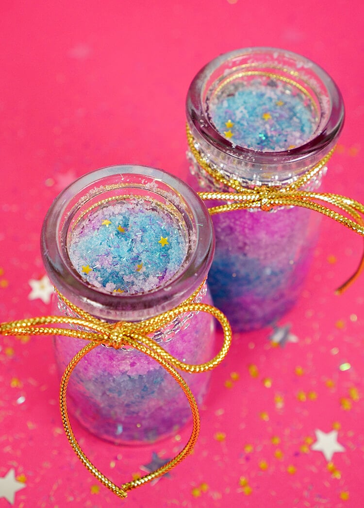 a batch of diy unicorn sugar scrub 