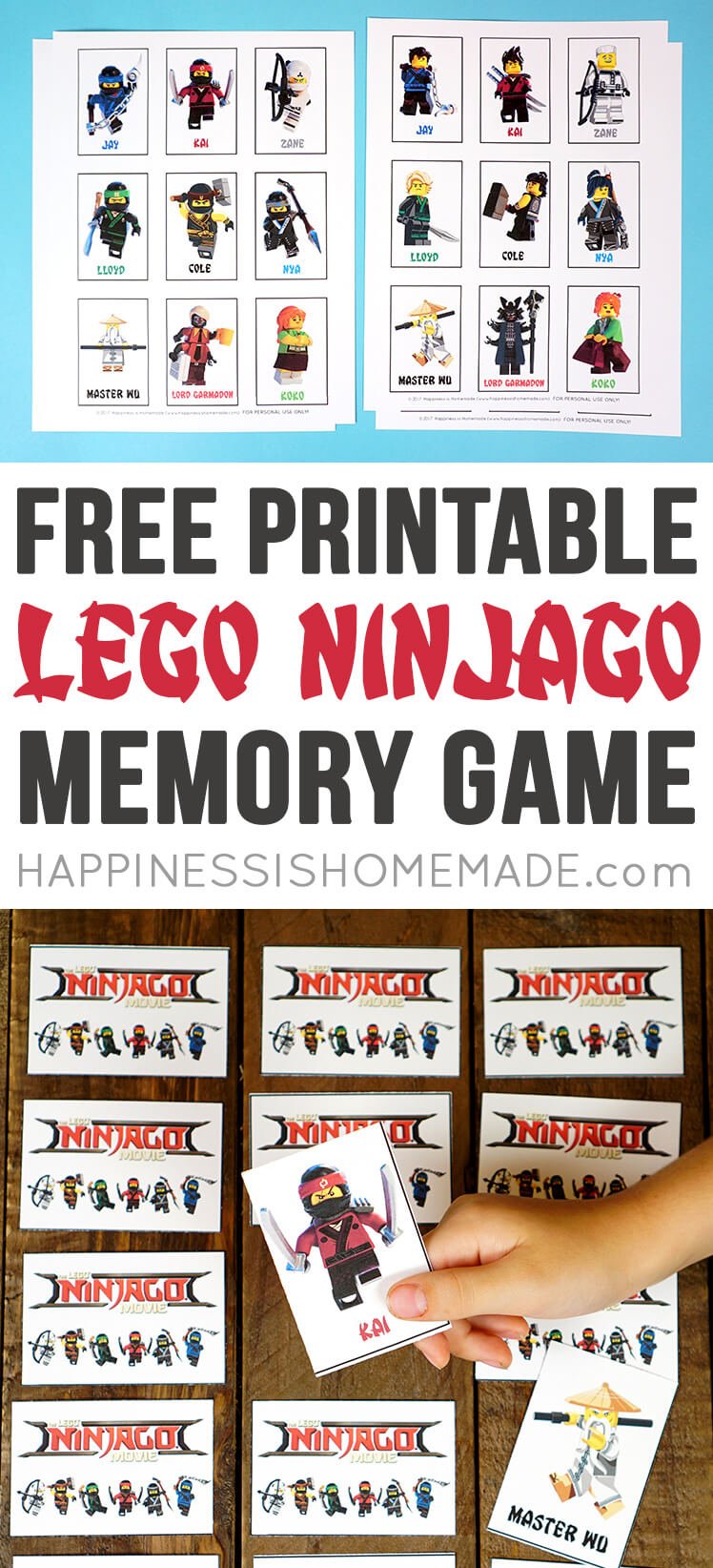 free printable lego ninjago memory game