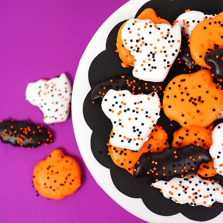 circus animal inspired halloween cookies on tray