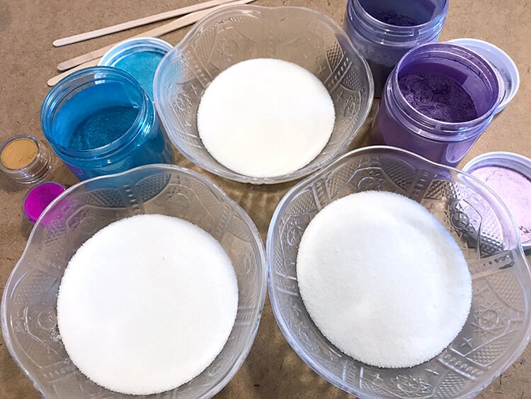 supplies for making unicorn shimmer sugar scrub