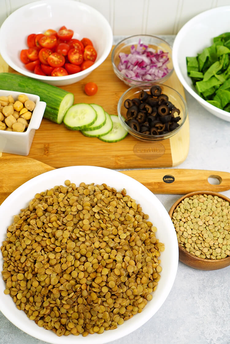 ingredients for lentil salad