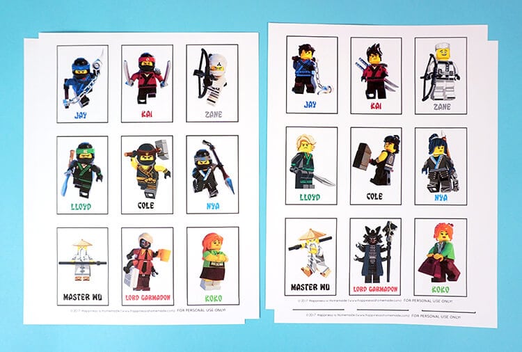 lego ninjago matching character cards