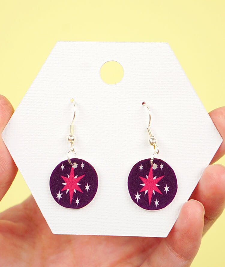 earrings on jewelry card 