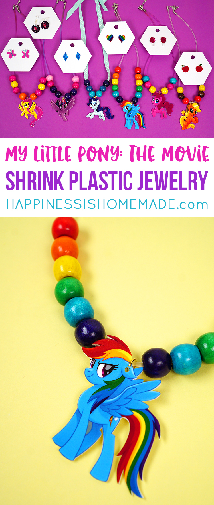 DIY my little pony the movie shrink plastic jewelry