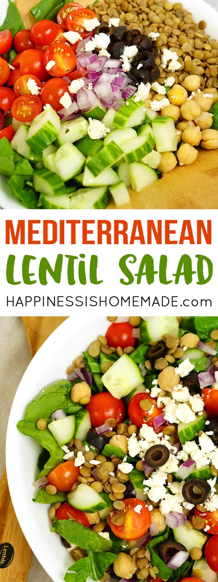 Mediterranean Lentil Salad - Happiness is Homemade
