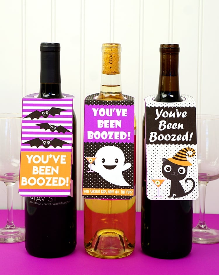 you\'ve been boozed halloween printables on bottle gift 