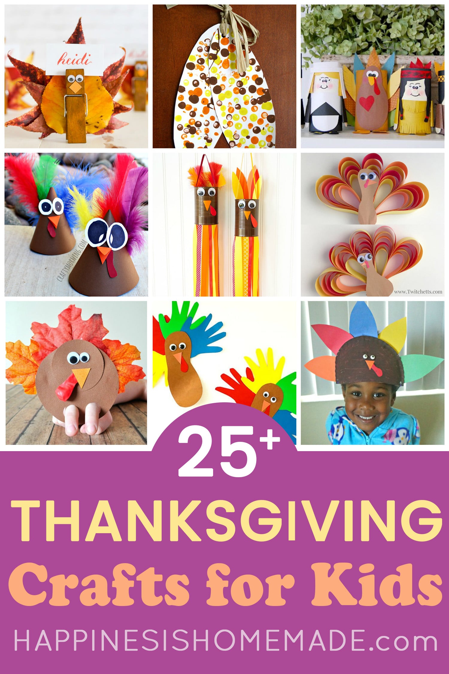 65+ Easy Thanksgiving Crafts for Kids - Happiness is Homemade