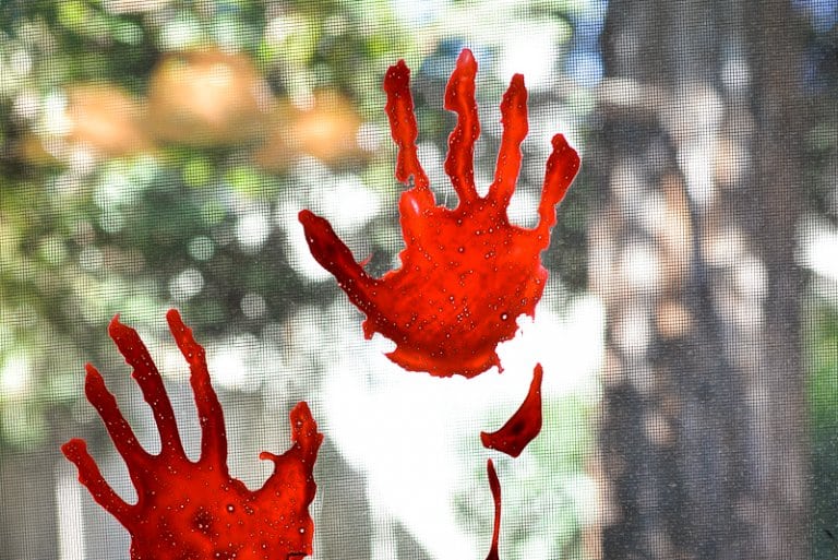 bloody hands window clings