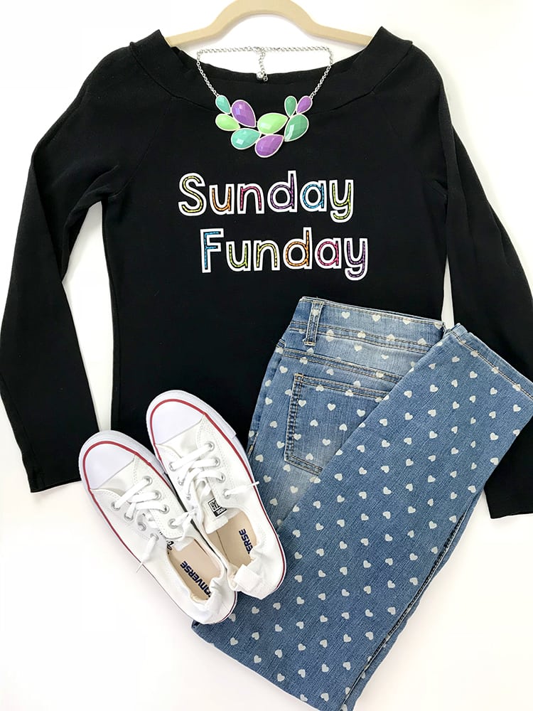 sunday funday shirt and stylized accessories