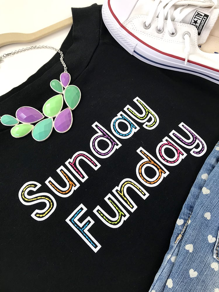 sunday funday shirt with fun jewelry