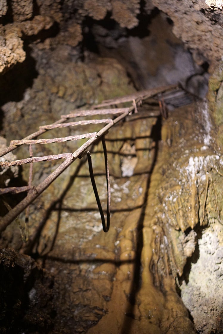 old rusty ladder inside shasta caverns