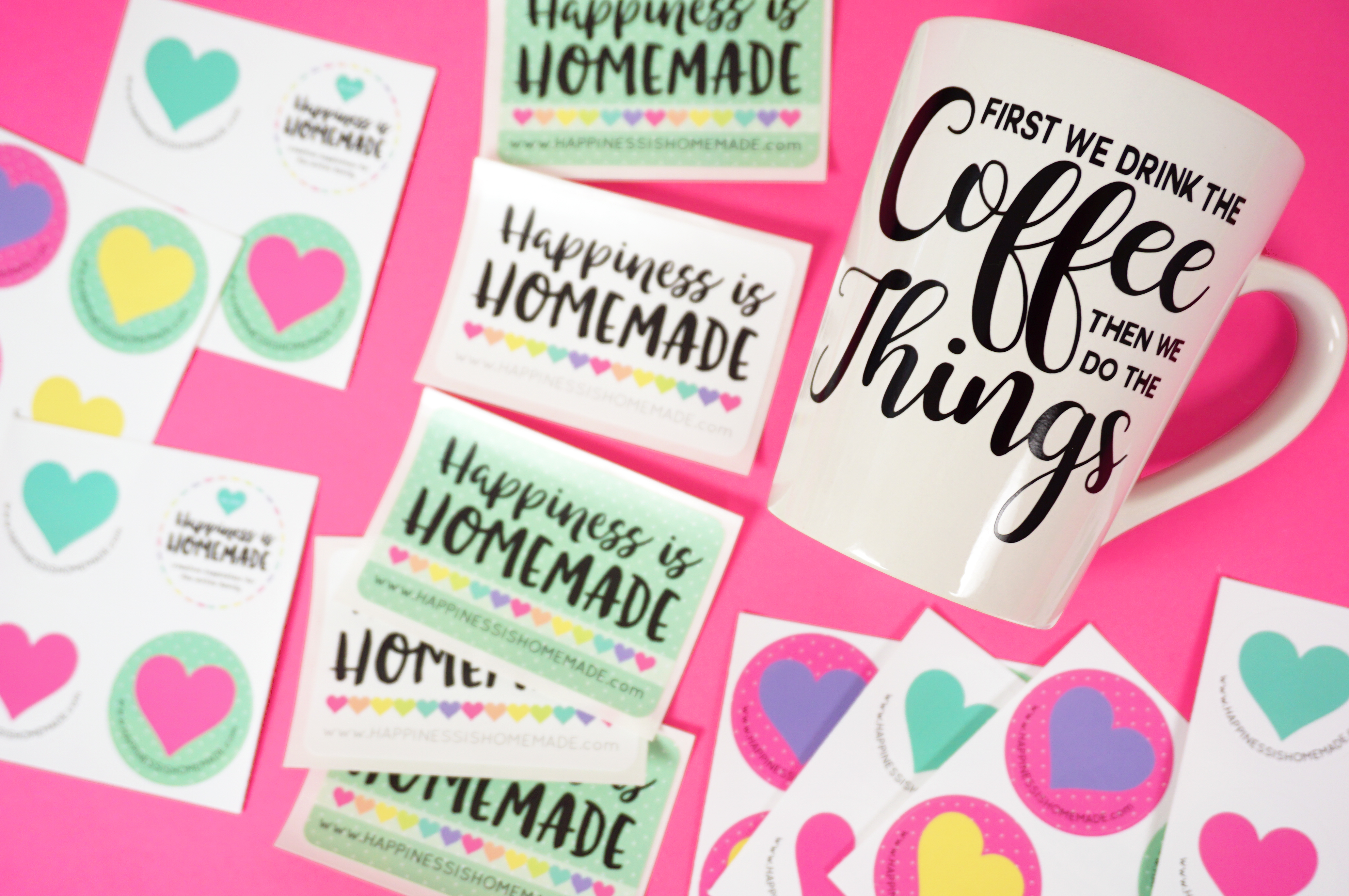 coffee cup and business cards