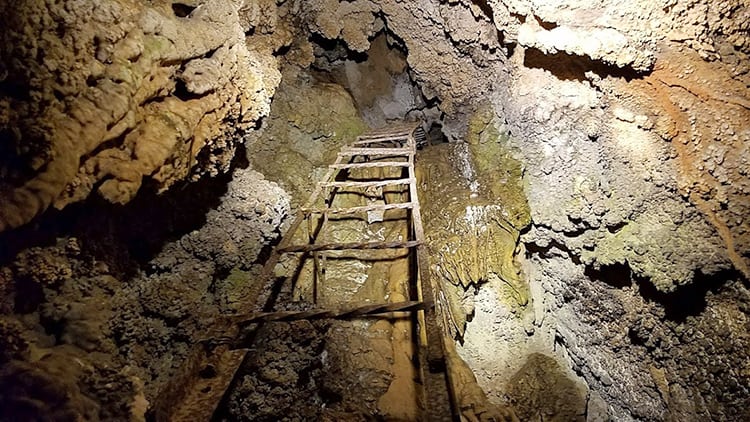 shasta caverns with old rusty ladder
