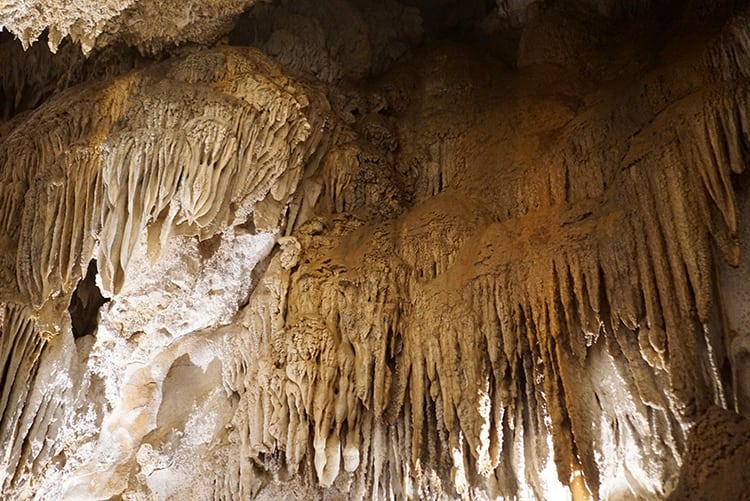 stalagtites hanging from cavern ceiling