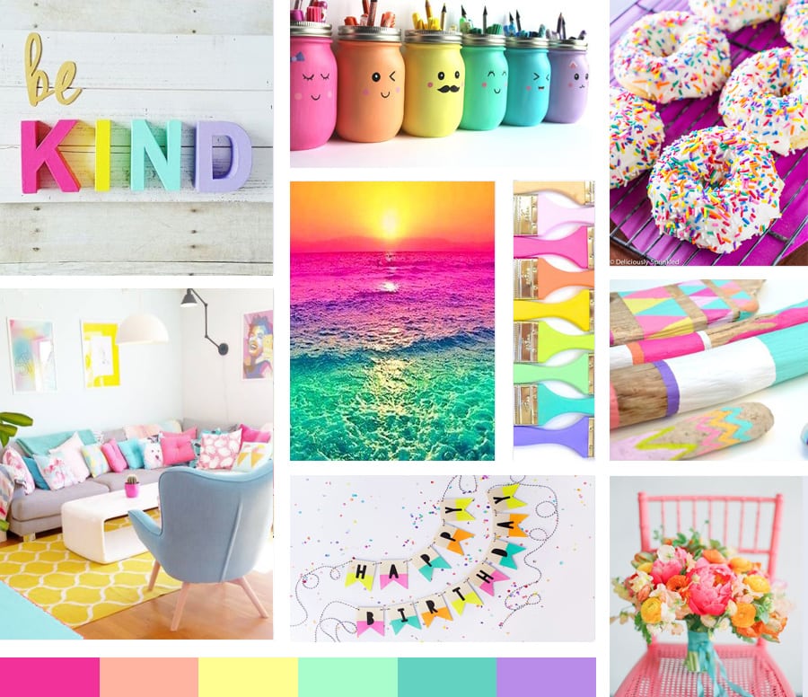 collage of branding colors for happiness is homemade
