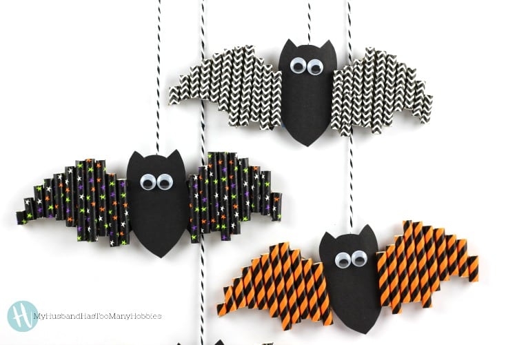 paper straw bat halloween craft