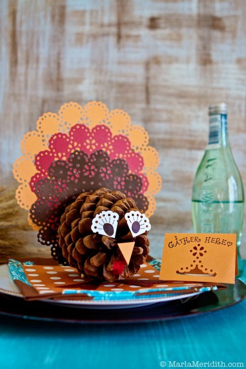 pinecone turkey on a table