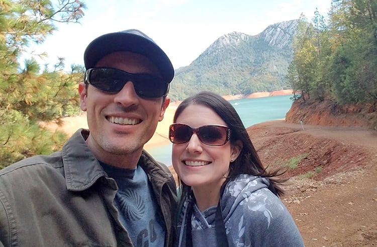 heidi and mitch from happiness is homemade selfie at lake shasta