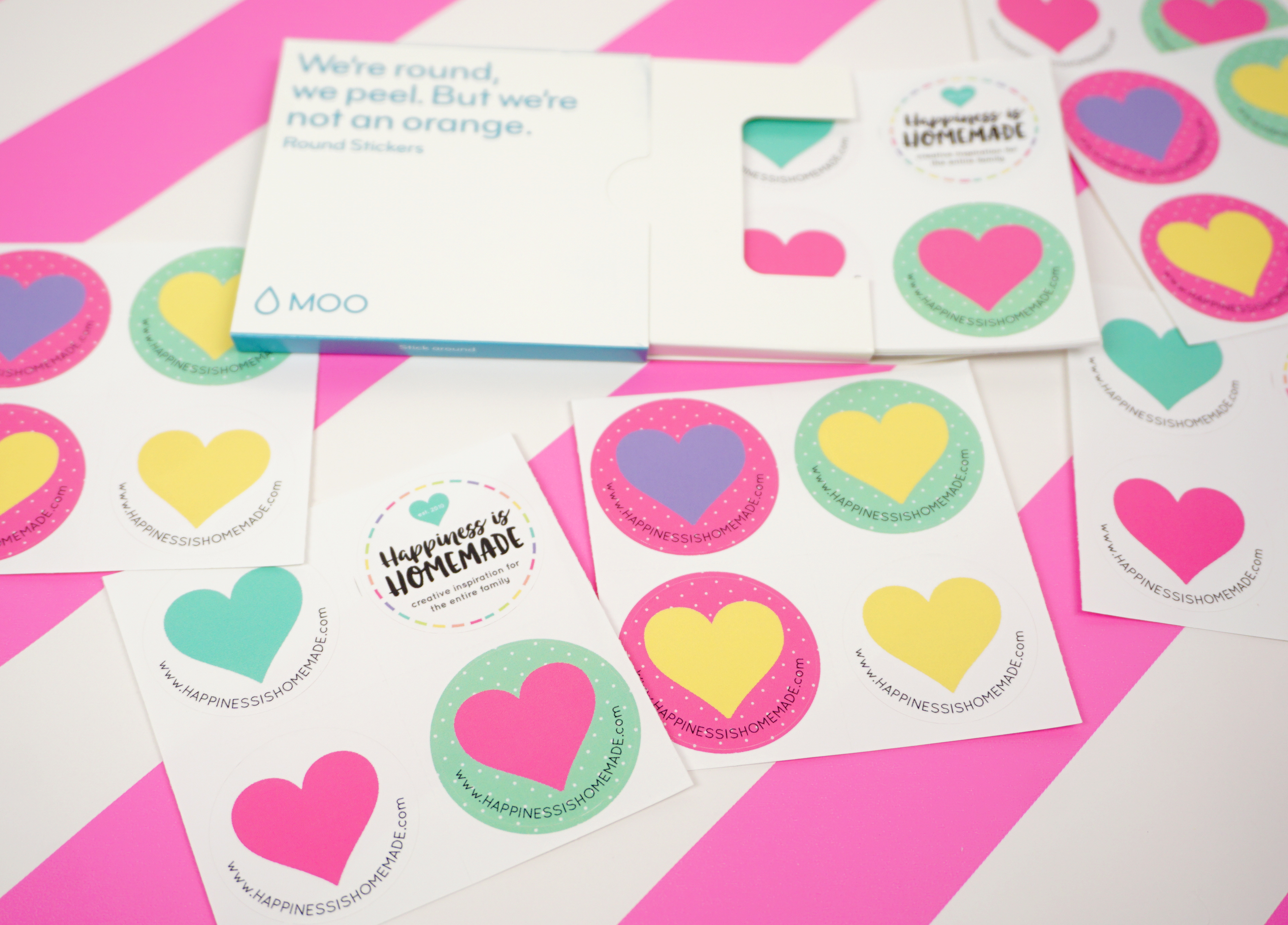 round moo stickers for happiness is homemade