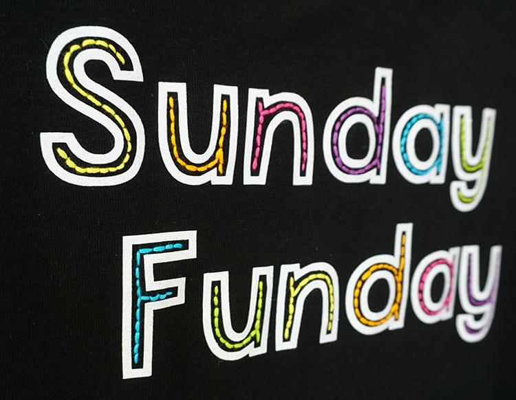 sunday funday embroidered shirt