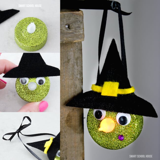 tea light witch halloween decoration