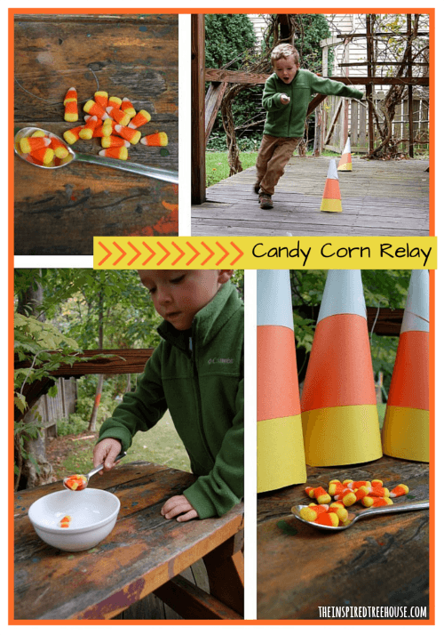 halloween games for kids candy corn relay collage