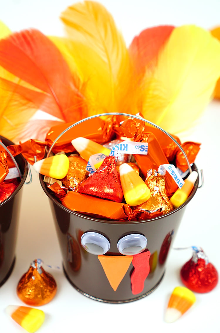 turkey treat bucket filled with candies