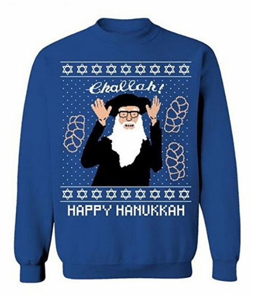 challah rabbi Hanukkah sweater 